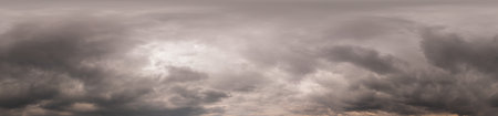 Overcast sky panorama on sunset with Cumulus clouds in Seamless spherical equirectangular format as...