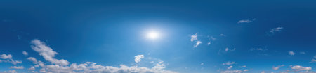 Blue sky panorama with Cirrus clouds in Seamless spherical equirectangular format. Full zenith for...