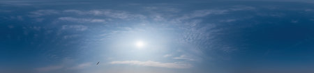Blue sky panorama with Cirrus clouds in Seamless spherical equirectangular format. Full zenith for...