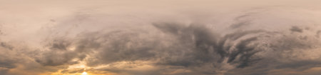 Overcast sky panorama on sunset with Cumulus clouds in Seamless spherical equirectangular format as...