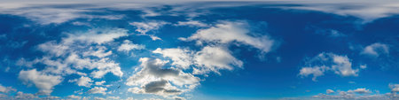 Blue sky panorama with Cirrus clouds in Seamless spherical equirectangular format. Full zenith for...