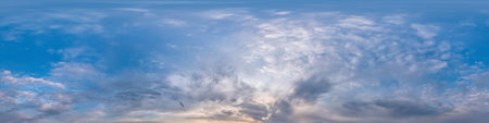 Blue sky panorama with Cirrus clouds in Seamless spherical equirectangular format. Full zenith for...