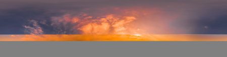 Blue Orange sky panorama with Cirrus clouds in Seamless spherical equirectangular format. Full...