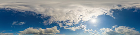 Blue summer sky panorama with Cumulus clouds. Seamless hdr spherical 360 panorama. Zenith or sky...