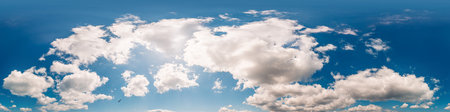 Blue summer sky panorama with Cumulus clouds. Seamless hdr spherical 360 panorama. Zenith or sky...