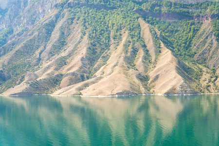 Irganai reservoir in Dagestan. Picturesque lake in the Caucasus mountains.の写真素材