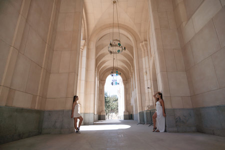Women, Arches, Entrance, Palace in Azerbaijan.の写真素材