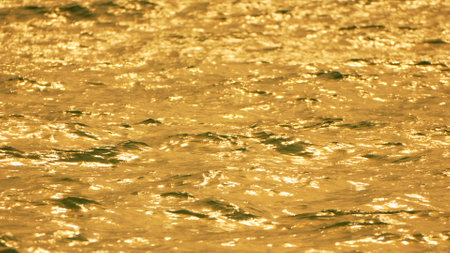 Water, Sunlight, Reflections - Close-up of shimmering water reflecting golden light.の写真素材