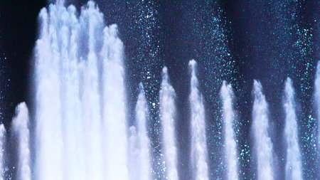 Fountain Water Show Night Illumination: Bellagio Las Vegas dazzling nighttime spectacle.の写真素材