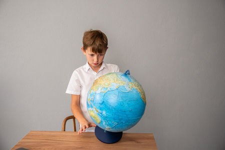 Boy Globe Education Student Learning World Geographyの写真素材