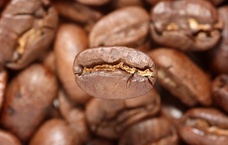 Some grains of coffee, macro. の写真素材