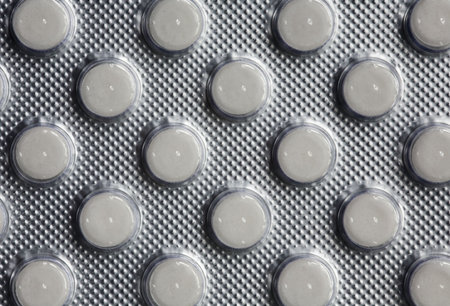 White tablets in packing by close upの写真素材