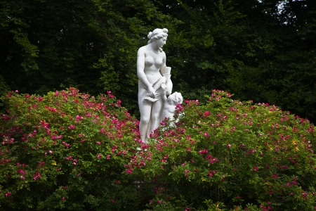 Baroque statue with blossoming の写真素材