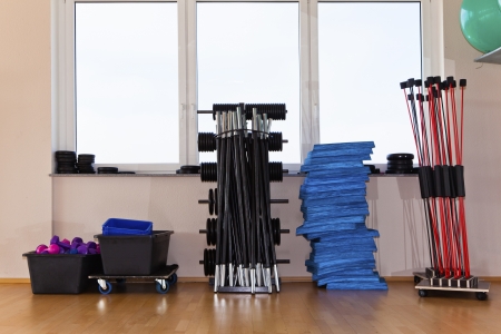 Dumbbells and small stuff for sports courseの写真素材