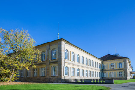 castle of the university Hohenheim in Plieningen near Stuttgartのeditorial素材
