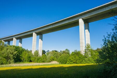 construction of a concrete viaduct at the Aichtal valley near Stuttgart in Germanyの写真素材