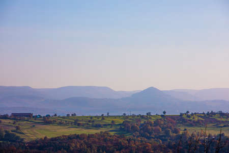 horizon of the swabian alb at reutlingen in germanyの写真素材