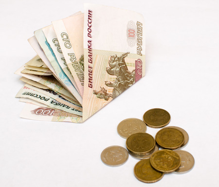 rubles and dollars on a white background.の写真素材