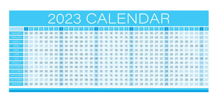 2023 Year Wall Calendar Cyan Color- Full Editable - Vector lightのイラスト素材