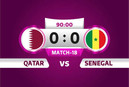 qatar vs Senegal, world Football 2022, Group A. World Football Competition championship match versus teams intro sport background, championship competition final poster, vectorのイラスト素材
