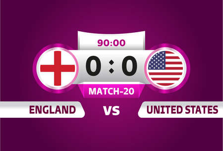 england vs united states, world Football 2022, Group B. World Football Competition championship match versus teams intro sport background, championship competition final posterのイラスト素材
