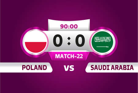 poland vs saudi arabia, world Football 2022, Group C. World Football Competition championship match versus teams intro sport background, championship competition final posterのイラスト素材