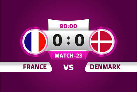 france vs denmark world Football 2022, Group D. World Football Competition championship match versus teams intro sport background, championship competition final poster, vectorのイラスト素材