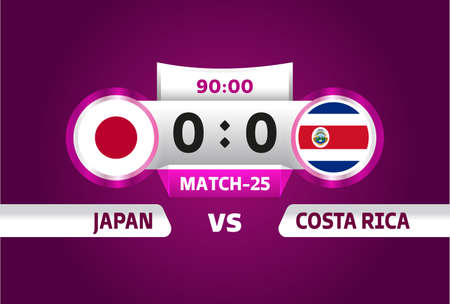 Japan vs costa rica, world Football 2022, Group E. World Football Competition championship match versus teams intro sport background, championship competition final poster, vectorのイラスト素材