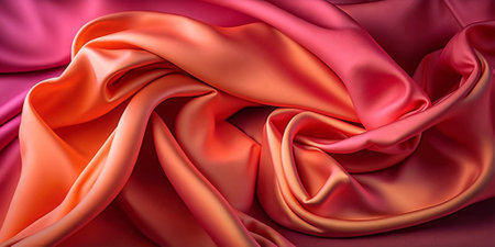 Closeup of rippled red silk fabric. 3d renderingの素材