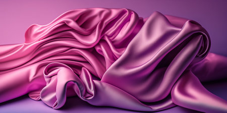Closeup of rippled pink silk fabric, 3d renderingの素材