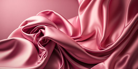 Closeup of rippled pink silk fabric. 3d renderの素材