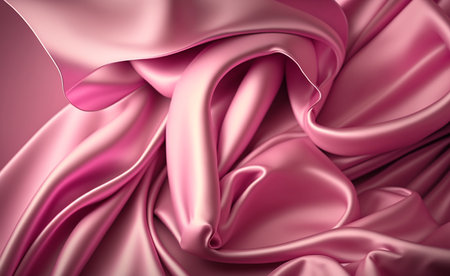 Closeup of rippled pink silk fabric, 3d renderの素材
