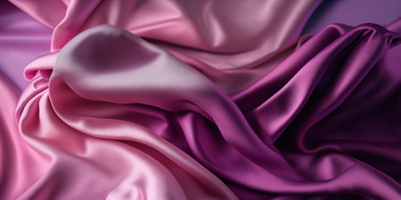 Closeup of rippled pink satin fabric, abstract backgroundの素材