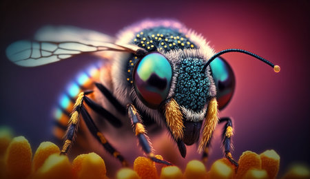 Abstract Colorful Bee Macro Photography, Generative aiの素材