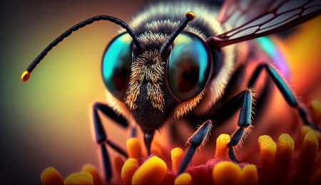 Abstract Colorful Bee Macro Photography, Generative aiの素材