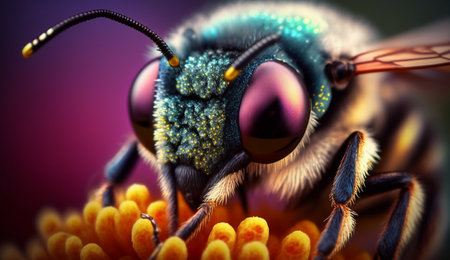 Abstract Colorful Bee Macro Photography, Generative aiの素材