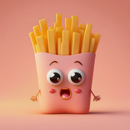 French fries as fast food Charector. Generative AIの素材