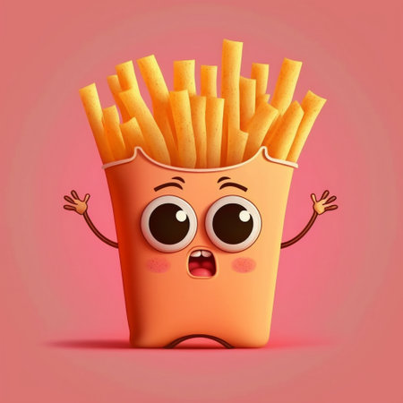 French fries as fast food Charector. Generative AIの素材