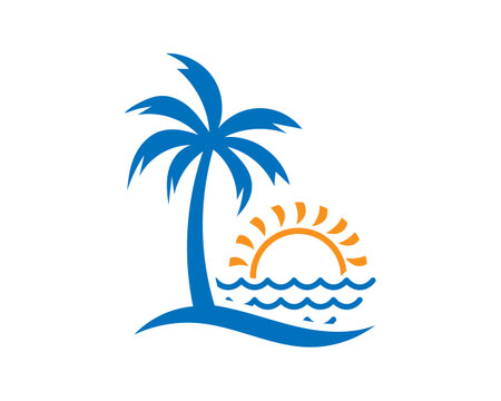 Palm tree summer logo template vector icon illustration design.のイラスト素材