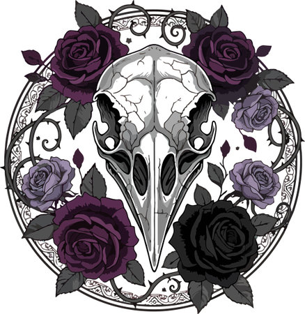 Skull with roses. Vector illustration. Ready for vinyl cutting.のイラスト素材