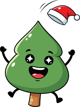 cute cartoon santa monster with holiday gifts and winter funのイラスト素材