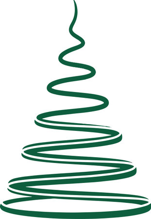 Abstract Christmas tree made of paper and colored balls illustrationのイラスト素材