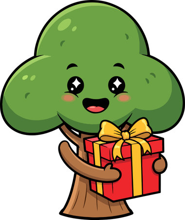 cartoon man holding gifts illustrationのイラスト素材