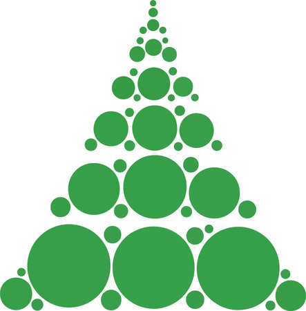 Abstract green Christmas tree with colorful balls illustrationのイラスト素材