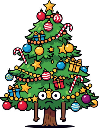 Christmas tree with gifts vector illustrationのイラスト素材