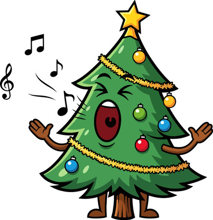 Christmas tree vector illustration with gifts and decorationsのイラスト素材