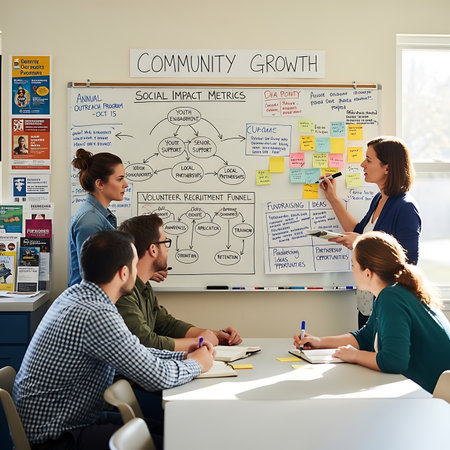 Group of business people brainstorming on a whiteboard in a meetingの素材