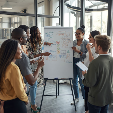 Group of young multiethnic business people working and communicating together in creative officeの素材