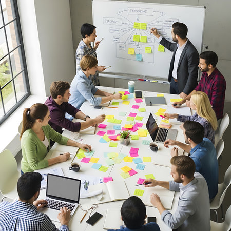 Business People Meeting Brainstorming Planning Corporate Teamwork Concept in Officeの素材