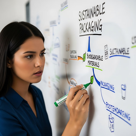 Young businesswoman drawing business plan on whiteboard. Business and education concept.の素材
